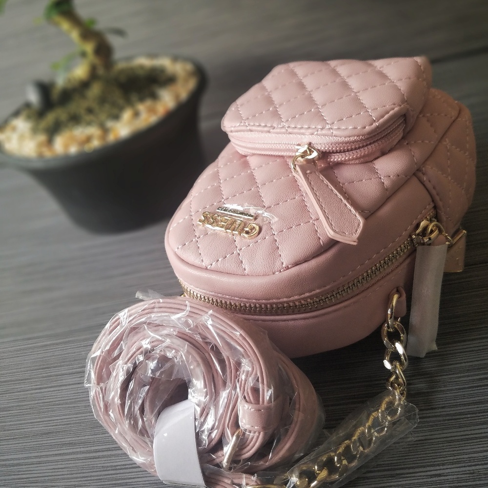 NWT pink Faux Leather Quilted Mini Backpack - Picture 2 of 8